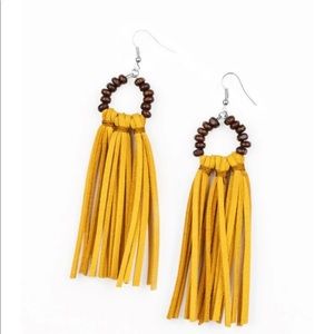 Yellow Suede Tassel Earrings